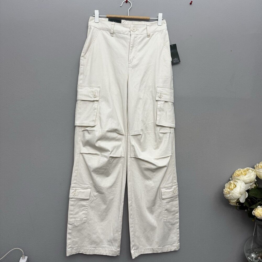 NWT Wild Fable Cream High-Rise Wide-Leg Cargo Pants XS 31" Inseam Utility Y2K - Picture 2 of 9